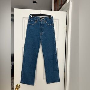 High-Rise Straight Jeans in Deep Blue Denim